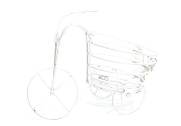 单迷你白色自行车装饰在白色背景上图片下载