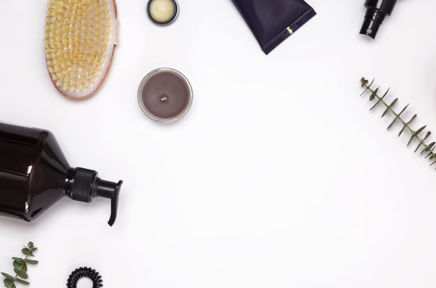 头发和身体护理的化妆品和配件素材图片