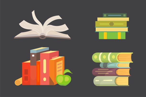 书籍设置在卡通设计风格孤立在白色背景，矢量插图。图片下载