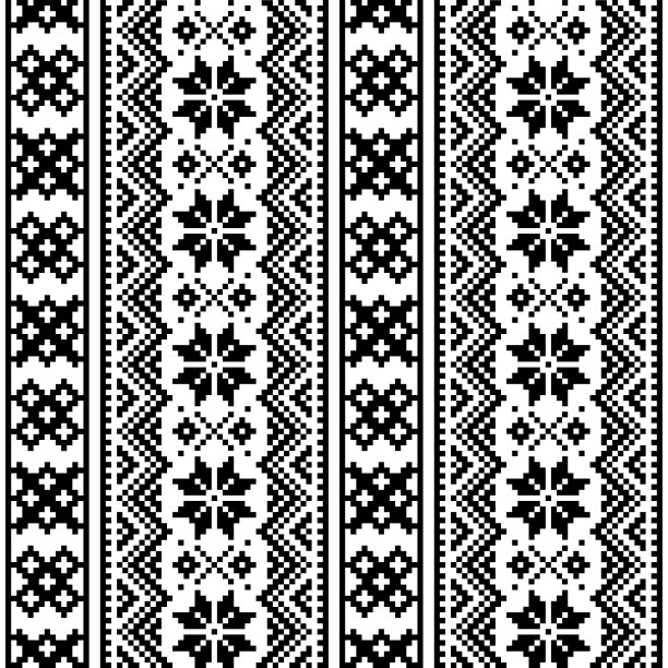 拉普兰无缝矢量图案，斯堪的纳维亚民间艺术设计，萨米十字绣单色背景图片下载