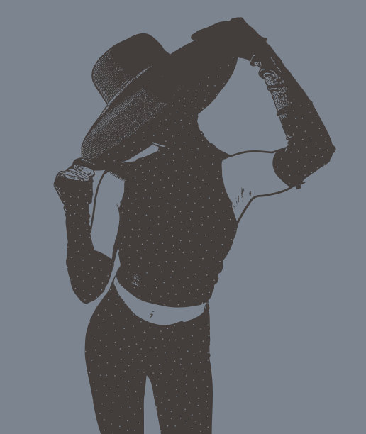 成年妇女戴晚礼服手套和宽边帽。图片下载