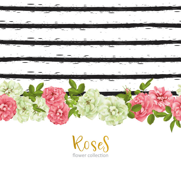 带野玫瑰花的婚礼请柬图片下载