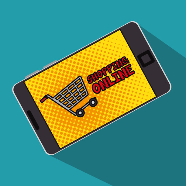 购物网上购物车智能手机与屏幕圆点图片下载