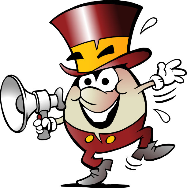 卡通矢量插图的快乐金蛋谁说话在一个扩音器图片下载