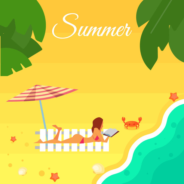 海景与性感的女孩在海滩上图片下载