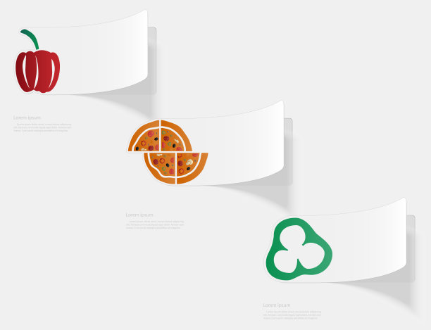 披萨和产品。平贴与白色背景上的阴影图片下载