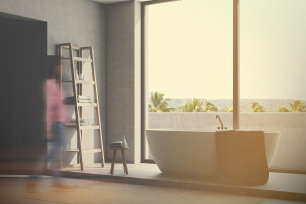 灰色浴室角落色调图片下载