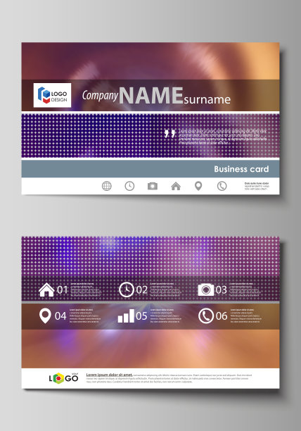 名片模板。易于编辑的布局，抽象矢量模板。色彩鲜艳的设计，美丽的未来主义背景图片下载