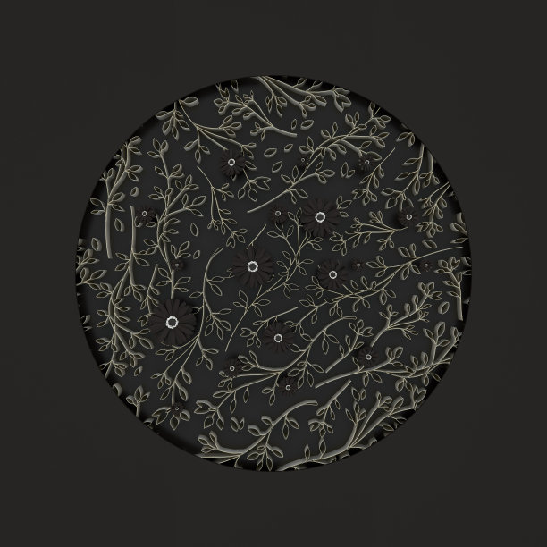 黑色纸花背景在圆剪框架图片下载