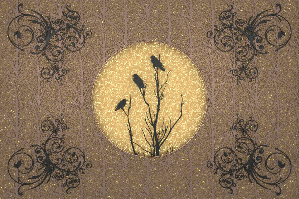 秋情纸裁纬背景图片下载