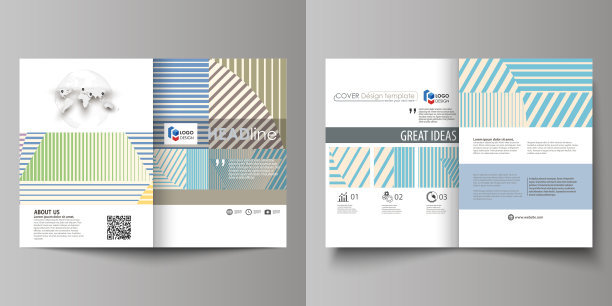 商业模板双折叠小册子，杂志，传单，小册子。封面模板，抽象矢量布局A4大小。极简的设计与线条，几何形状形成美丽的背景图片下载