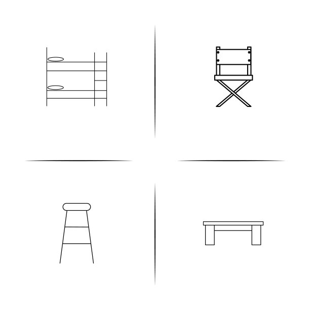家具简单线性图标设置。简单的轮廓图标图片下载