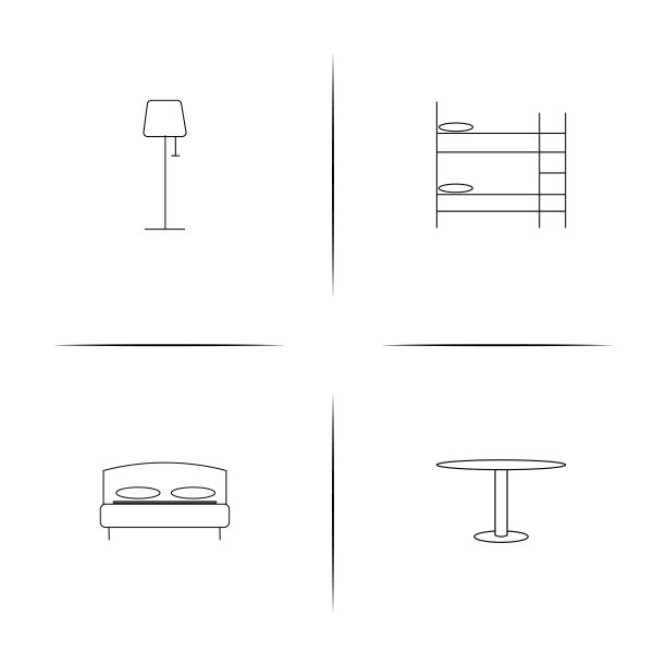 家具简单线性图标设置。简单的轮廓图标图片下载