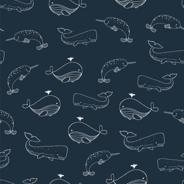 海洋生物和北方动物都可以画出无缝的图案图片下载
