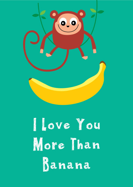 可爱的猴子情人节贺卡向量图片下载