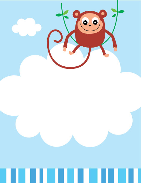 可爱的小猴子贺卡向量图片下载