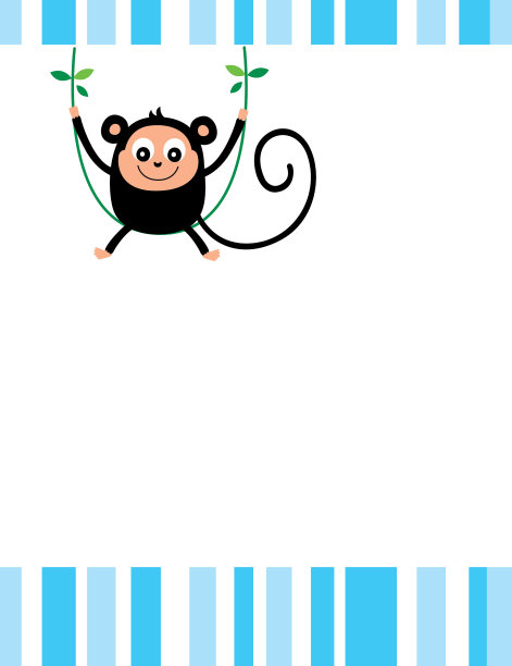 可爱的小猴子贺卡向量图片下载