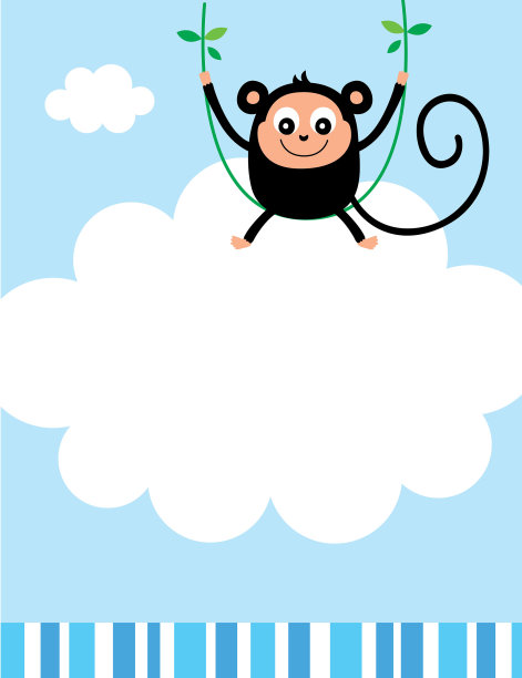 可爱的小猴子贺卡向量图片下载