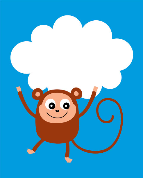 可爱的小猴子贺卡向量图片下载