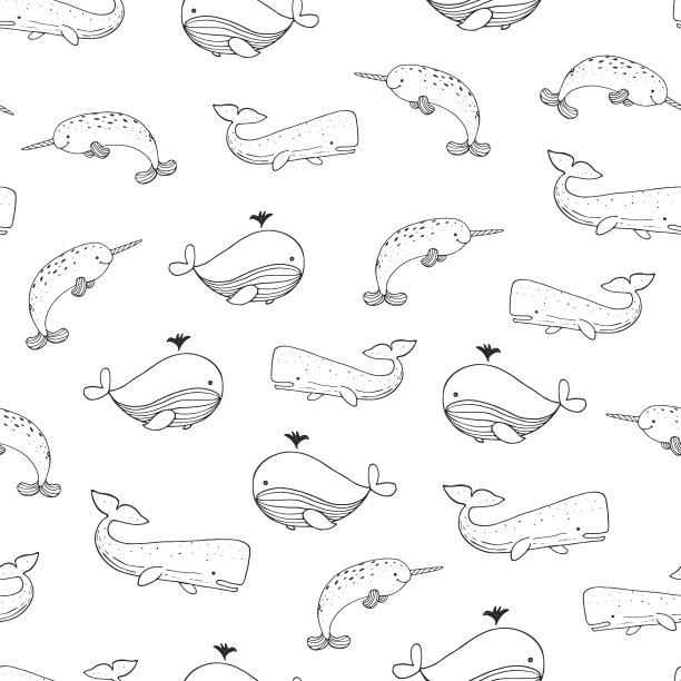 海洋生物和北方动物都可以画出无缝的图案图片下载