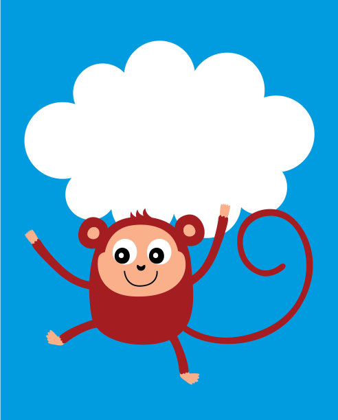 可爱的小猴子贺卡向量图片下载