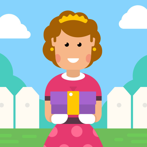 邻居女孩分享礼物的平面插图。可爱可爱的快乐女孩与礼盒。赠送礼物的过程。图片下载