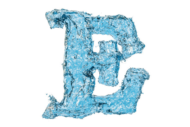 水字母E, 3D渲染孤立在白色背景图片下载