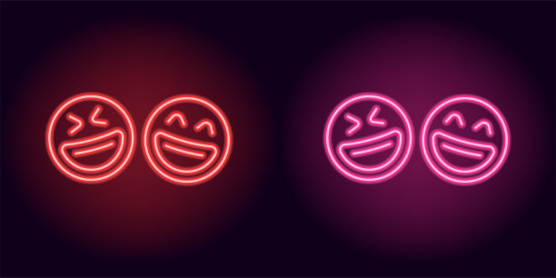 红粉霓虹笑表情，傻瓜日图片下载