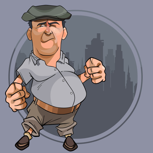 卡通人物的肚皮，拳头戴着帽子图片下载