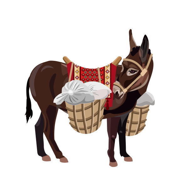 驮着重物的驴子素材图片