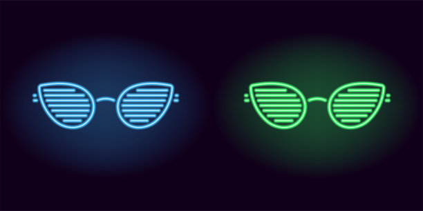 蓝色和绿色的霓虹灯俱乐部眼镜图片下载