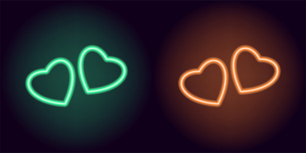 绿色和橙色的心形图片下载