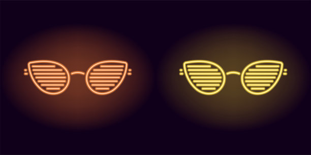 橙色和黄色的霓虹俱乐部眼镜图片下载