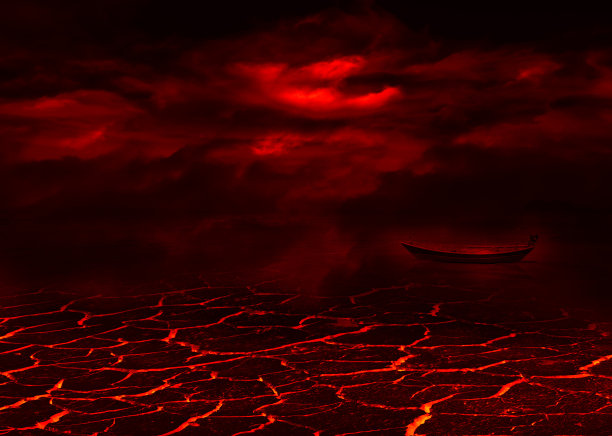 熔岩区和废弃的船只图片下载