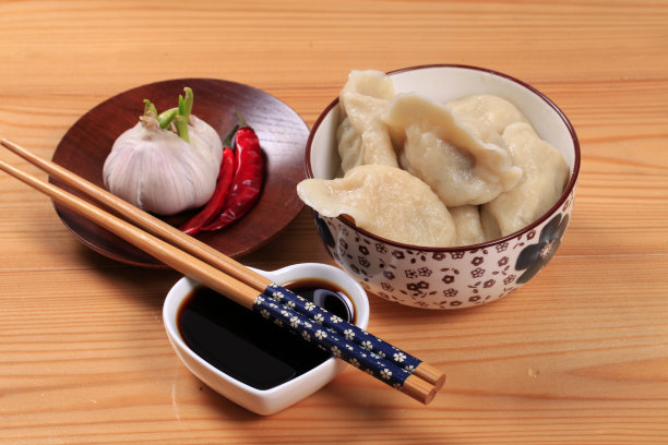 晚餐：中国饺子素材图片