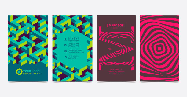 一套双面创意名片设计布局模板。矢量插图。图片下载