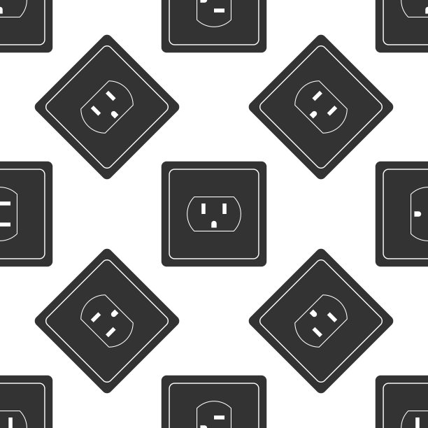 插座在美国图标无缝图案上的白色背景。电源插座。平面设计。矢量图图片下载