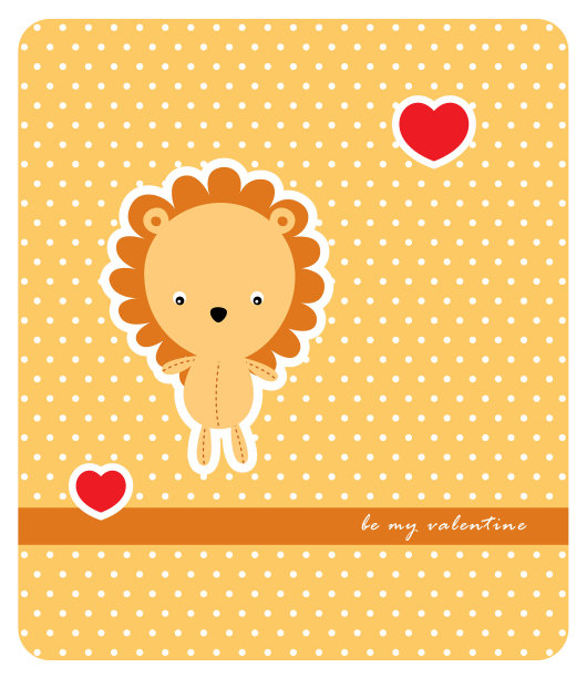 可爱的狮子情人节贺卡图片下载