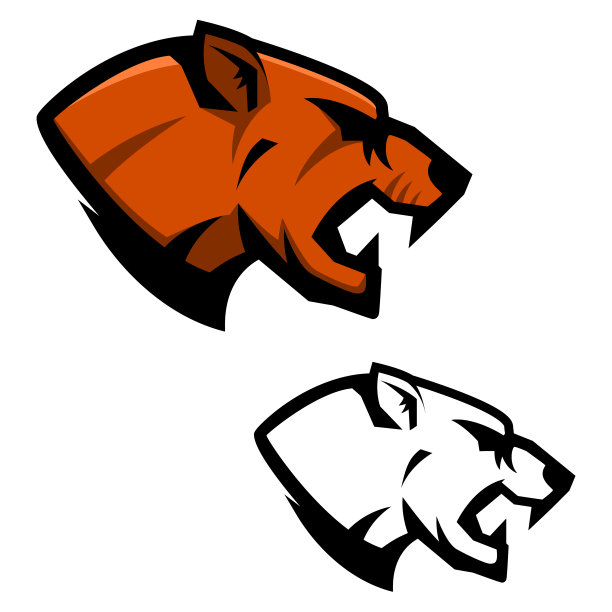 美洲狮的头。运动队吉祥物模板。商标、会徽、标识的设计元素。素材图片