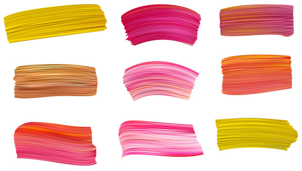 彩色矢量水彩画笔笔触。素材图片