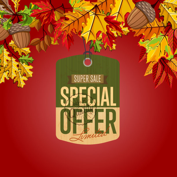 秋天出售标签。特别优惠价。图片下载