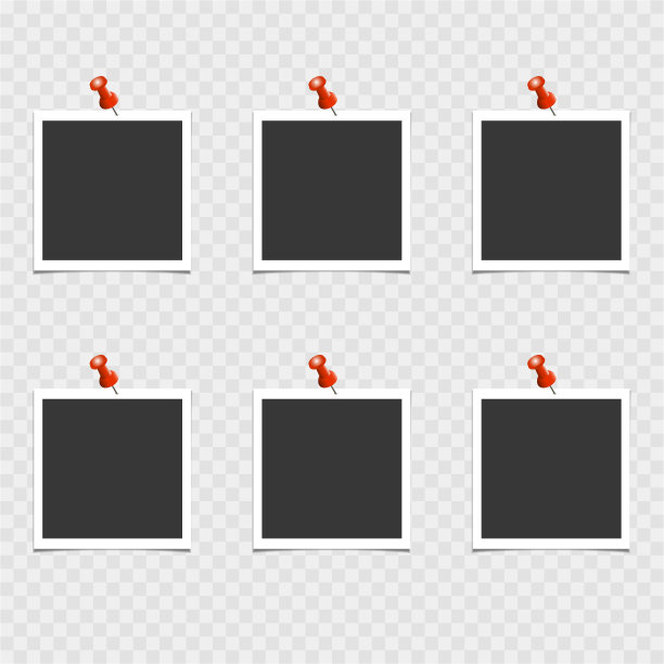 一套与针在灰色背景的相框。向量模板,空白的图片下载
