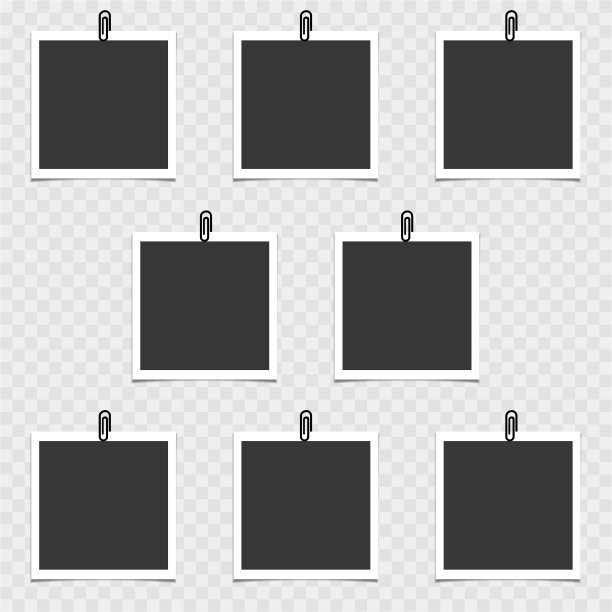 一套与针在灰色背景的相框。向量模板,空白的图片下载