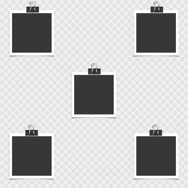 灰色背景上的大头钉相框的集合。向量模板,空白的图片下载