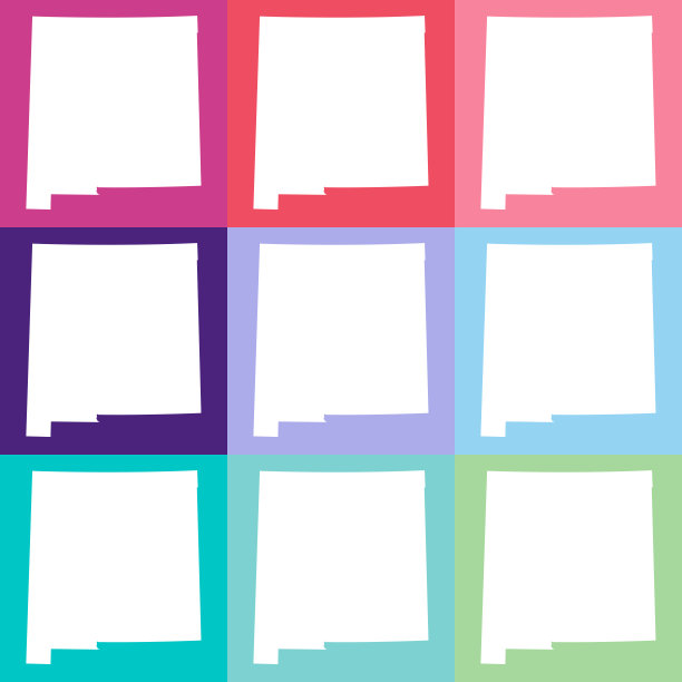 矢量新墨西哥，美国地图在凉爽的颜色图片下载