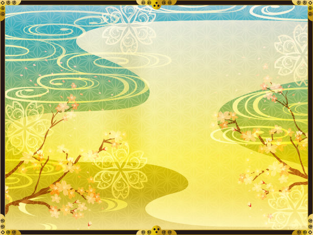 樱花和黄金的日本背景图案素材图片