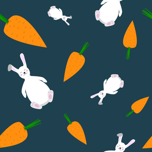 无缝模式的胡萝卜和兔子矢量插图图片下载