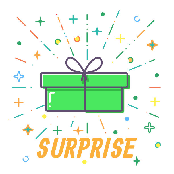 惊喜扁平礼盒向量图片下载