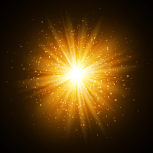 带闪光的星星爆发。 光效。 金色闪光纹理素材图片