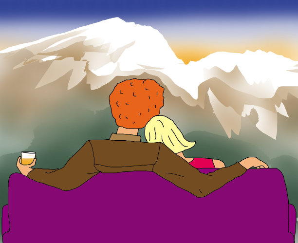 一对年轻夫妇在屋里享受冬天图片下载